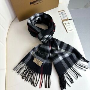 Burberry Black, Gray, and Red Plaid Scarf
